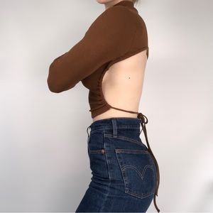 BOGO‎ FREE 
NWT Estelle Positano Backless Cinch Tie Ribbed Long Sleeve Shirt